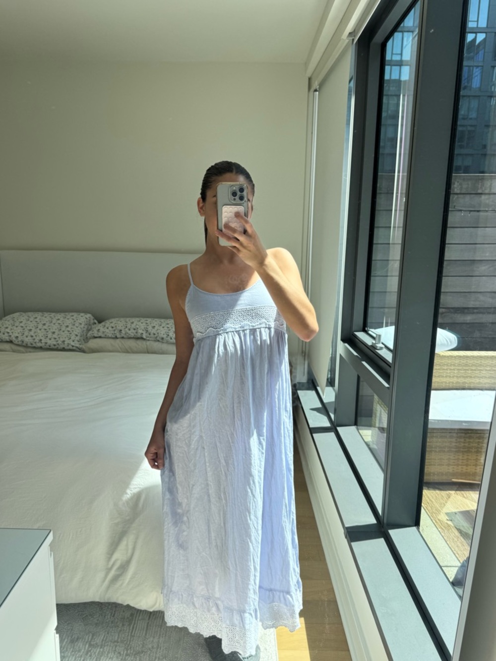 Rachel Ashwell 100% Cotton Blue/White Maxi Dress Size S